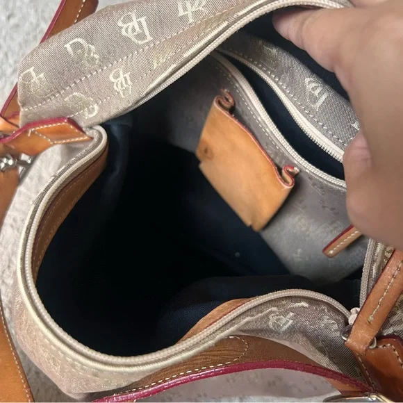 DOONEY AND BOURKE Monogram DB Canvas Shoulder Handbag Purse Bag - Picture 10 of 15